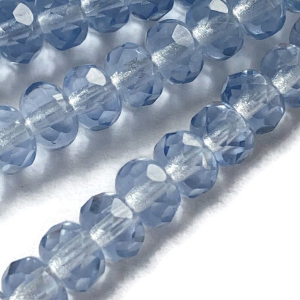 As Low As $2 Pale Blue Faceted Fire Polish Rondelles Czech Beads 5mmx3.5mm (15)